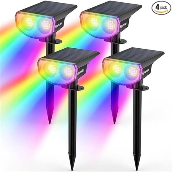 Color Changing Solar Lights Outdoor 4 Pack Waterproof RGBW Garden Yard Pool Ligh - Picture 7 of 7